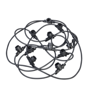 Фотография товара 'IEK LIGHTING Гирлянда белт-лайт 5м 15 патронов E27 без ламп IP65 черный шнур 2м 230В транзит LGDU601-0-015-05-B-S-65'