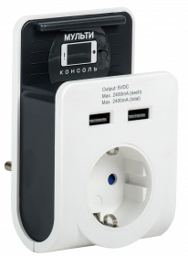 Фотография товара 'IEK Адаптер Т-02/01 1 место 2P+PE 16А 2хUSB 2,4А, WTP11-16-01-Z-K01'