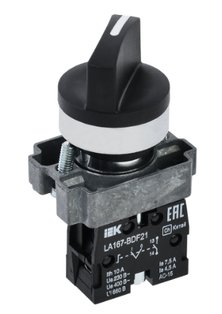 Фотография товара 'IEK Переключатель LA167-BDF21 на 2 положения 1з черный BSW20-BDF21-1-24-67-2-K02'