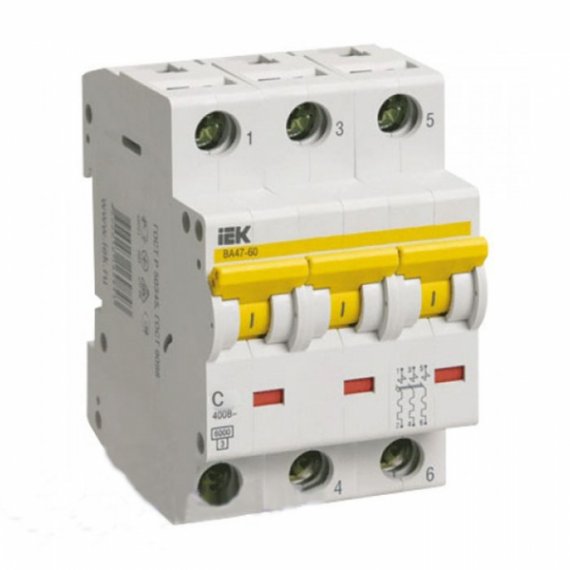 Фотография товара 'IEK Автомат выключатель ВА 47-100 3Р 10А 10 кА х-ка С MVA40-3-010-C'