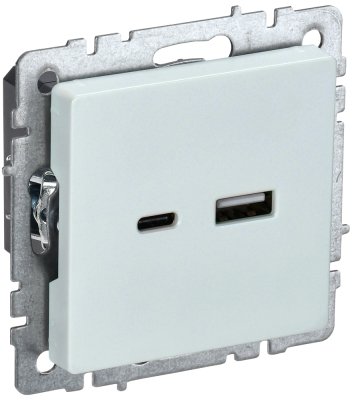 Фотография товара 'IEK BRITE Розетка USB A+C 18Вт РЮ11-1-БрЖ жемчуг BR-U22-018-K36'