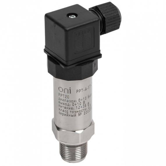 Фотография товара 'IEK PPT-A-ST-010-0-10-3-2 Преобр. давл. PPT20 0,5% 0-10Бар 0-10В M20 DIN43650 ONI'