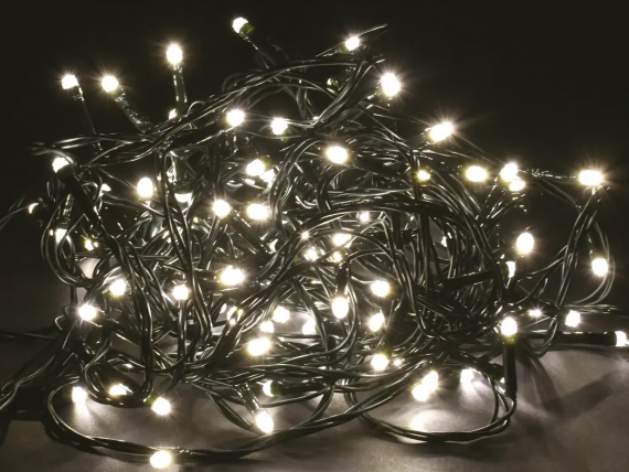 Фотография товара 'IEK LIGHTING Гирлянда нить 10м 100 светодиодов теплый белый свет IP20 зеленый шнур 1,5м 230В контроллер 8 сцен LGDB110-1-100-10-G-S-20'