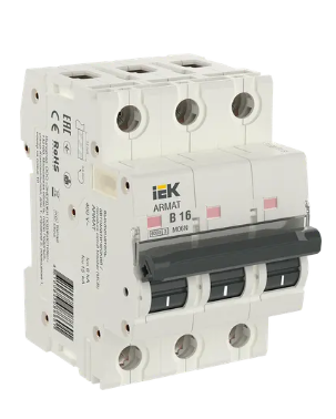 Фотография товара 'IEK ARMAT Автоматический выключатель M06N 3P B 16А AR-M06N-3-B016'