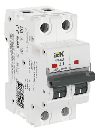 Фотография товара 'IEK ARMAT Автоматический выключатель M10N 2P Z 1А AR-M10N-2-Z001'