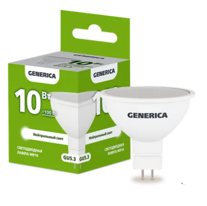 Фотография товара 'IEK Лампа светодиодная MR16 софит 10Вт 230В 4000К GU5.3 LL-MR16-10-230-40-GU5-G'