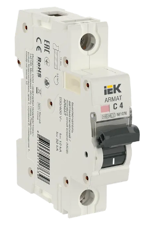 Фотография товара 'IEK ARMAT Автоматический выключатель M10N 1P C 4А AR-M10N-1-C004'