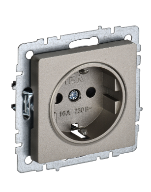 Фотография товара 'IEK BRITE Розетка 1-местная с заземлением без защитных шторок 16А РС11-1-0-БрШ шампань BR-R11-16-K37'