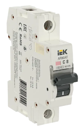 Фотография товара 'IEK ARMAT Автоматический выключатель M10N 1P C 8А AR-M10N-1-C008'