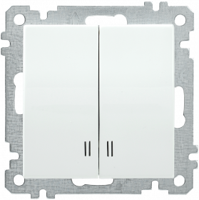 Фотография товара 'IEK Выключатель 2-клавишный с индикацией ВС10-2-1-Б 10А BOLERO, EVB21-K01-10-1'