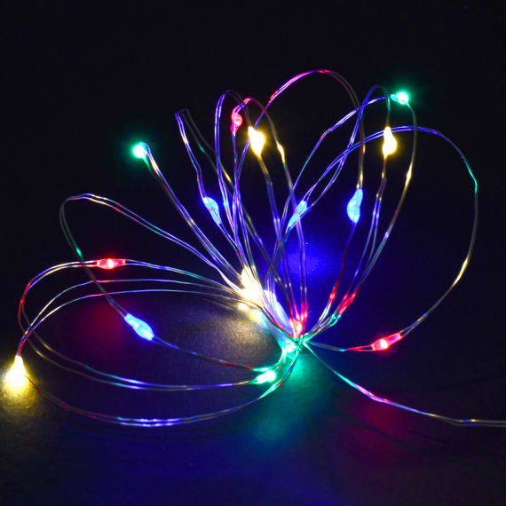 Фотография товара 'IEK LGDB500-3-020-02-T-B-20 Гирлянда роса 2м 20RGBY IP20 прозрачный шнур 0,3м 2AA'