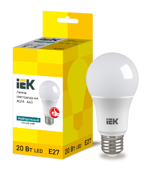 Фотография товара 'IEK Лампа светодиодная ALFA A60 шар 20Вт 230В 4000К E27 LLA-A60-20-230-40-E27'