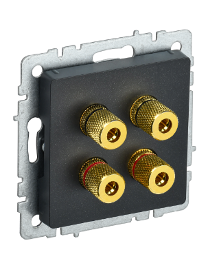 Фотография товара 'IEK BRITE Аудиорозетка 4-местная РА10-БрЧ черный BR-S40-K02'