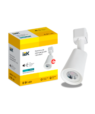 Фотография товара 'IEK LIGHTING Светильник светодиодный трековый ДТО 1402 8Вт 4000К однофазный 50град белый LT-DSO0-1402-08-40-K01'