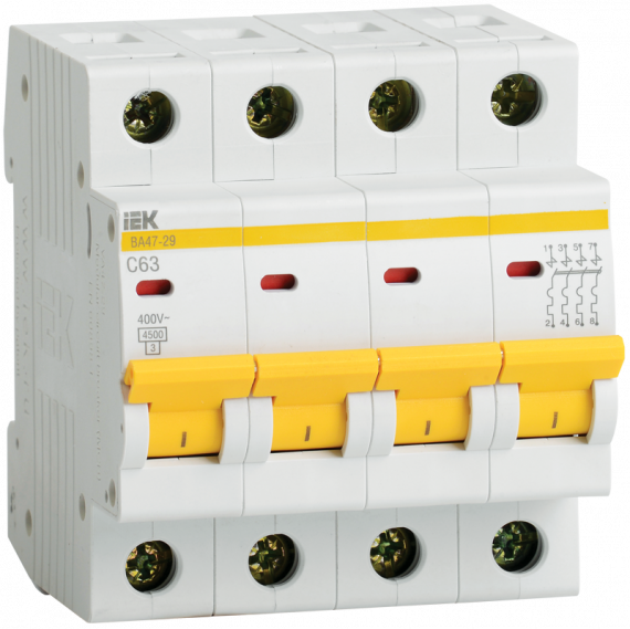 Фотография товара 'IEK Автомат выключатель ВА47-29 4Р 25А 4,5кА х-ка В MVA20-4-025-B'
