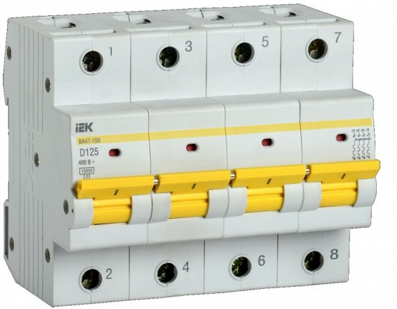 Фотография товара 'IEK Автомат выключатель ВА47-150 4Р 125А 15кА х-ка D MVA50-4-125-D'
