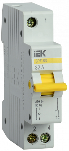 Фотография товара 'IEK Выключатель-разъединитель трехпозиционный ВРТ-63 1P 32А MPR10-1-032'
