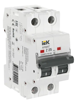 Фотография товара 'IEK ARMAT Автоматический выключатель M10N 2P Z 25А AR-M10N-2-Z025'