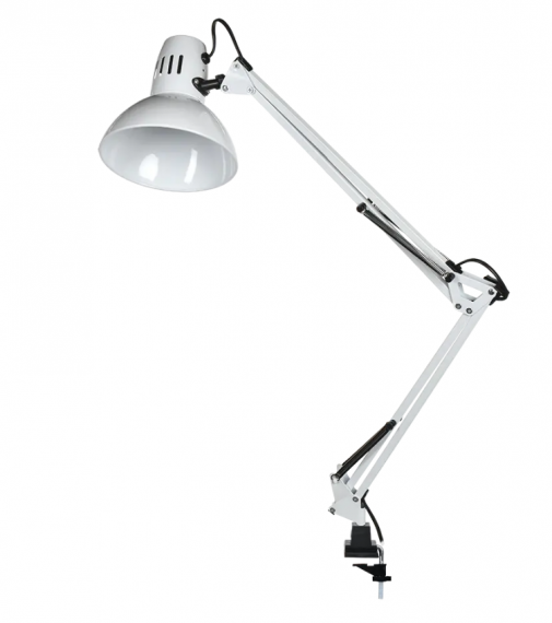 Фотография товара 'IEK LIGHTING Светильник настольный 1014 пантограф на струбцине Е27 белый LNNL4-1014-2-VV-40-K01'