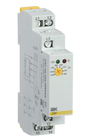 Фотография товара 'IEK Реле контроля фаз ORF 08 3 фазы 220-460В AC ORF-08-220-460VAC'