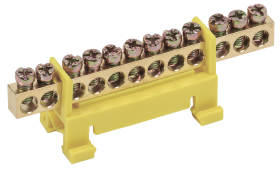 Фотография товара 'IEK Шина PE "земля" на DIN-изол тип "Стойка" ШНИ-6х9-12-С-Ж YNN10-69-12P-K05'