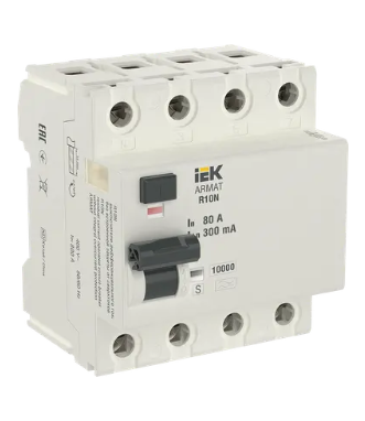 Фотография товара 'IEK ARMAT Выключатель дифференциального тока R10N 4P 80А 300мА тип A-S, AR-R10N-4-080AS300'