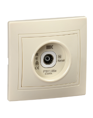 Фотография товара 'IEK KVARTA Розетка 1-местная телевизионная проходная РТВ11-ККм кремовый KV-A10-P-K33'