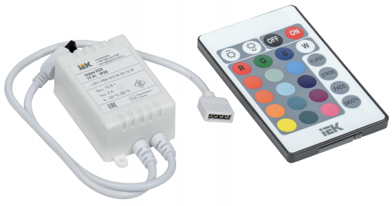 Фотография товара 'IEK Контроллер с ПДУ ИК RGB 3 канала 12В 2А 72Вт, LSC1-RGB-072-IR-20-12-W'