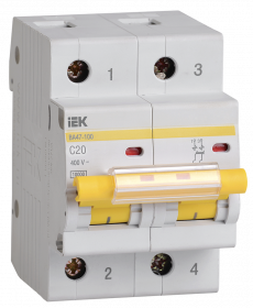 Фотография товара 'IEK Выключатель автоматический ВА47-100 2Р 20А 10кА C, MVA40-2-020-C'