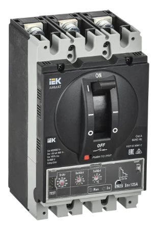Фотография товара 'IEK ARMAT Автоматический выключатель в литом корпусе 3P типоразмер A 150кА 125А AR-MCCB-3A-150-0125A-ELSC'