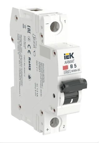 Фотография товара 'IEK ARMAT Автоматический выключатель M06N-DC 1P B 5А AR-M06N-1-B005DC'