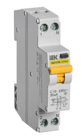 Фотография товара 'IEK Выключатель автоматический дифференциального тока АВДТ32ML тип A С10 30мА KARAT, MVD12-1-010-C-030-A'
