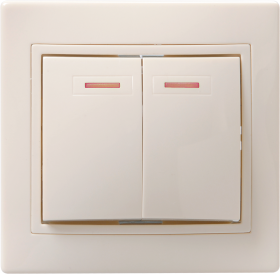 Фотография товара 'IEK ВС10-2-1-ККм Выключатель 2кл с инд. 10А КВАРТА EVK21-K33-10-DM'