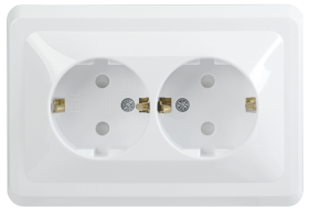 Фотография товара 'IEK РСш12-3-ВБ Розетка 2 местная с з/к c защитной шторкой 16А ВЕГА ERV24-K01-16-DM'