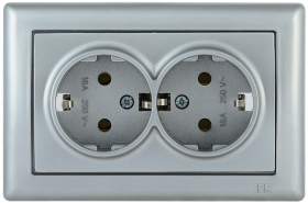 Фотография товара 'IEK РС21-1-0-БС Розетка 2-ая с з/к 16А BOLERO ERB21-K23-16'