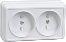 Фотография товара 'IEK РСш22-2-ОБ Розетка 2 местная без з/к с защитной шторкой 10А ОКТАВА ERO23-K01-10-DC'