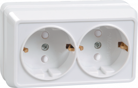 Фотография товара 'IEK РСш22-3-ОБ Розетка 2 местная с з/к с защитной шторкой 16А ОКТАВА ERO24-K01-16-DC'