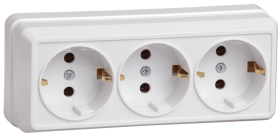 Фотография товара 'IEK РС23-3-ОБ Розетка 3 местная с з/к 16А ОКТАВА ERO31-K01-16-DC'