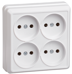 Фотография товара 'IEK РС24-2-ОБ Розетка 4 местная без з/к 10А ОКТАВА ERO40-K01-10-DC'