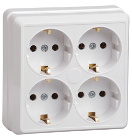 Фотография товара 'IEK РС24-3-ОБ Розетка 4 местная с з/к 16А ОКТАВА ERO41-K01-16-DC'
