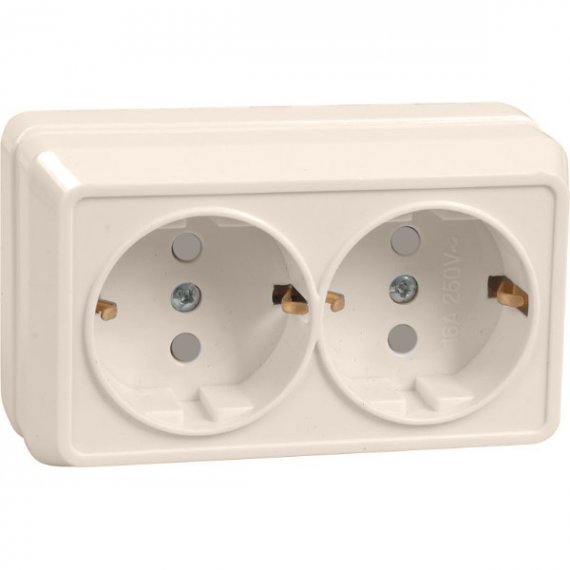 Фотография товара 'IEK РСш22-3-ОКм Розетка 2 местная с з/к с защитной шторкой 16А ОКТАВА ERO24-K33-16-DC'