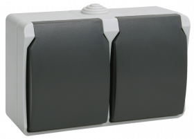 Фотография товара 'IEK РСб22-3-ФСр Розетка двухместная с з/к для открытой установки ФОРС IP54 ERS22-K03-16-54-DC'