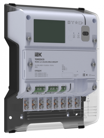 Фотография товара 'IEK TR-TE301-100-1-RS2FP TORESCO Счетчик ЭЭ TE301 1/1-5(100)-NRLC-ORS2FP'