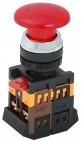 Фотография товара 'IEK Кнопка AELA22 "Грибок" красный d22мм неон/240В 1з+1р BBG20-AELA-K04'
