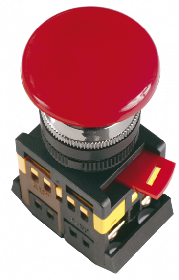 Фотография товара 'IEK Кнопка AEAL22 "Грибок"с фиксацией красный d22мм 240В 1з+1р BBG60-AEAL-K04'