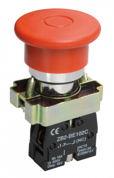 Фотография товара 'IEK Кнопка управления LAY5-BT42 "Грибок" аварийная с фиксацией BBG80-BT-K04'