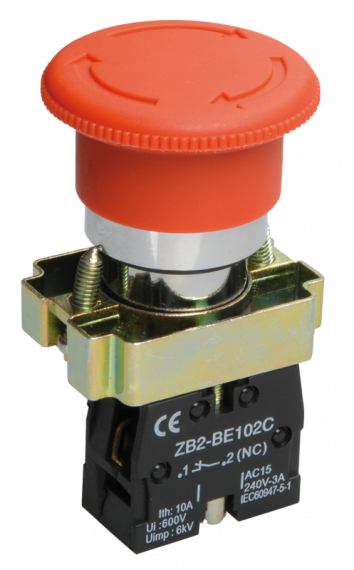 Фотография товара 'IEK Кнопка управления LAY5-BS542 "Грибок" аварийная с фиксацией поворотная BBG90-BS-K04'