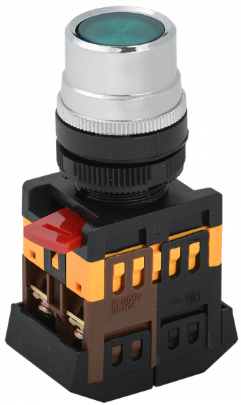 Фотография товара 'IEK Кнопка ABLF-22 зеленый d22мм неон/240В 1з+1р BBT10-ABLF-K06'