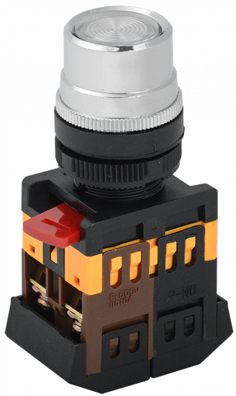 Фотография товара 'IEK Кнопка ABLF-22 прозрачный d22мм неон/240В 1з+1р BBT10-ABLF-K08'