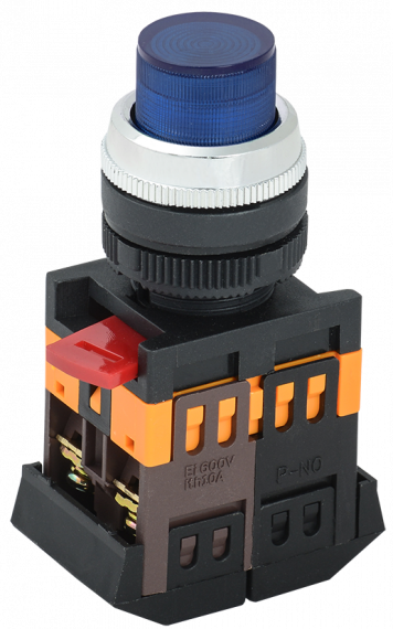 Фотография товара 'IEK Кнопка ABLFP-22 синий d22мм неон/240В 1з+1р BBT20-ABLFP-K07'